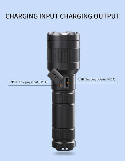 LEP White Laser Flashlight 1200-1500 Meters Rechargeable Battery