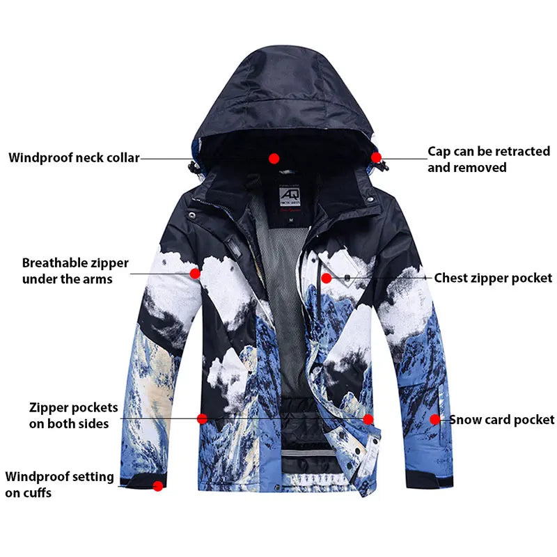 Snow Mountain  Ski Suits for Men Women Couples Windproof Waterproof