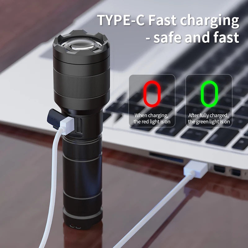 LEP White Laser Flashlight 1200-1500 Meters Rechargeable Battery