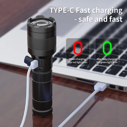 LEP White Laser Flashlight 1200-1500 Meters Rechargeable Battery