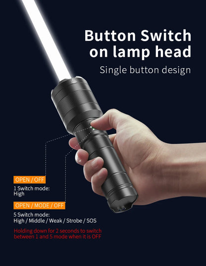 LEP White Laser Flashlight 1200-1500 Meters Rechargeable Battery