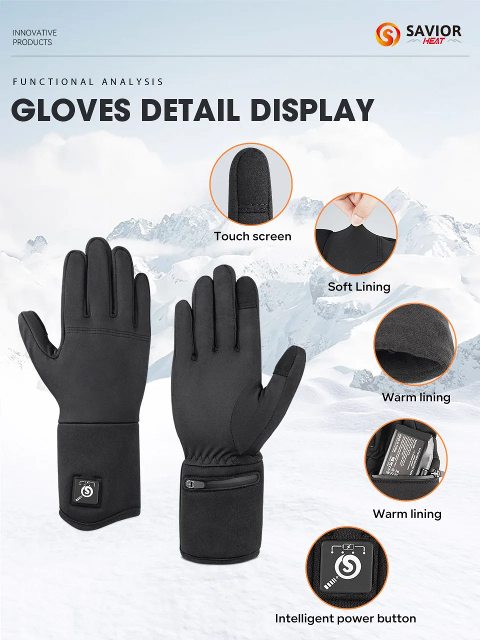 Savior Electric Heated Glove Liners for Men Women Rechargeable
