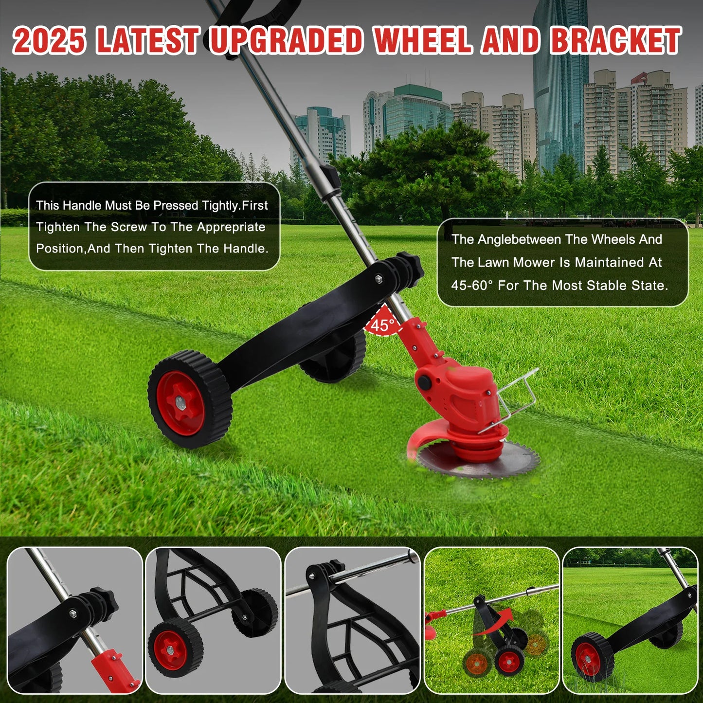 21V Cordless Weed Whacker Grass Trimmer  Edger with Wheels