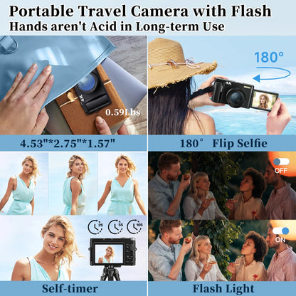 MELCAM 4K Digital Camera 3'' 180° Flip Screen