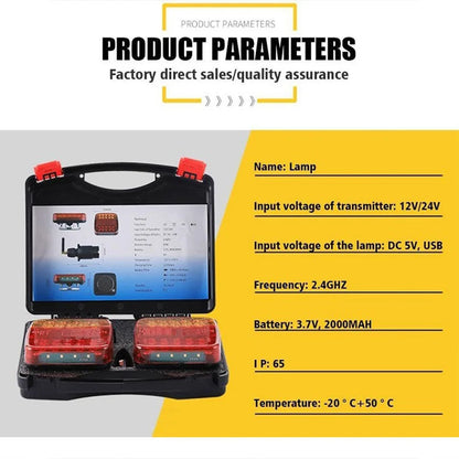 Magnetic Wireless LED Trailer Tail Light Rechargeable