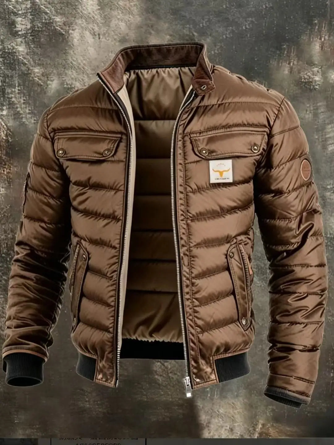 2026 Men's Vintage Leather Quilted Thermal Zip  Jacket