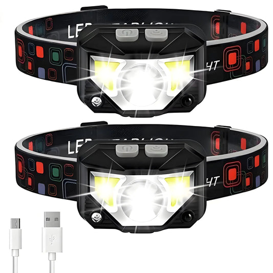 USB Rechargeable LED Headlamp - Waterproof  Light for  Outdoor Activities