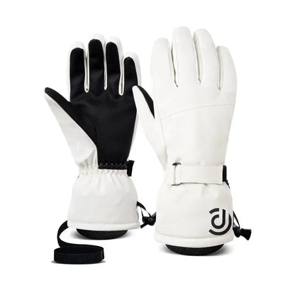 Ski Gloves  White Black Warm Waterproof Gloves