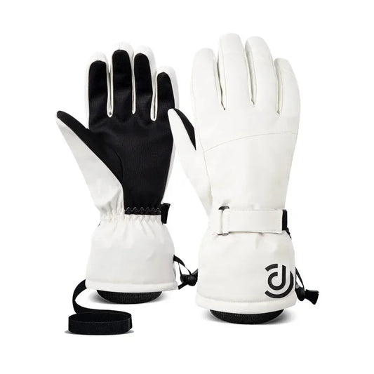 Ski Gloves  White Black Warm Waterproof Gloves