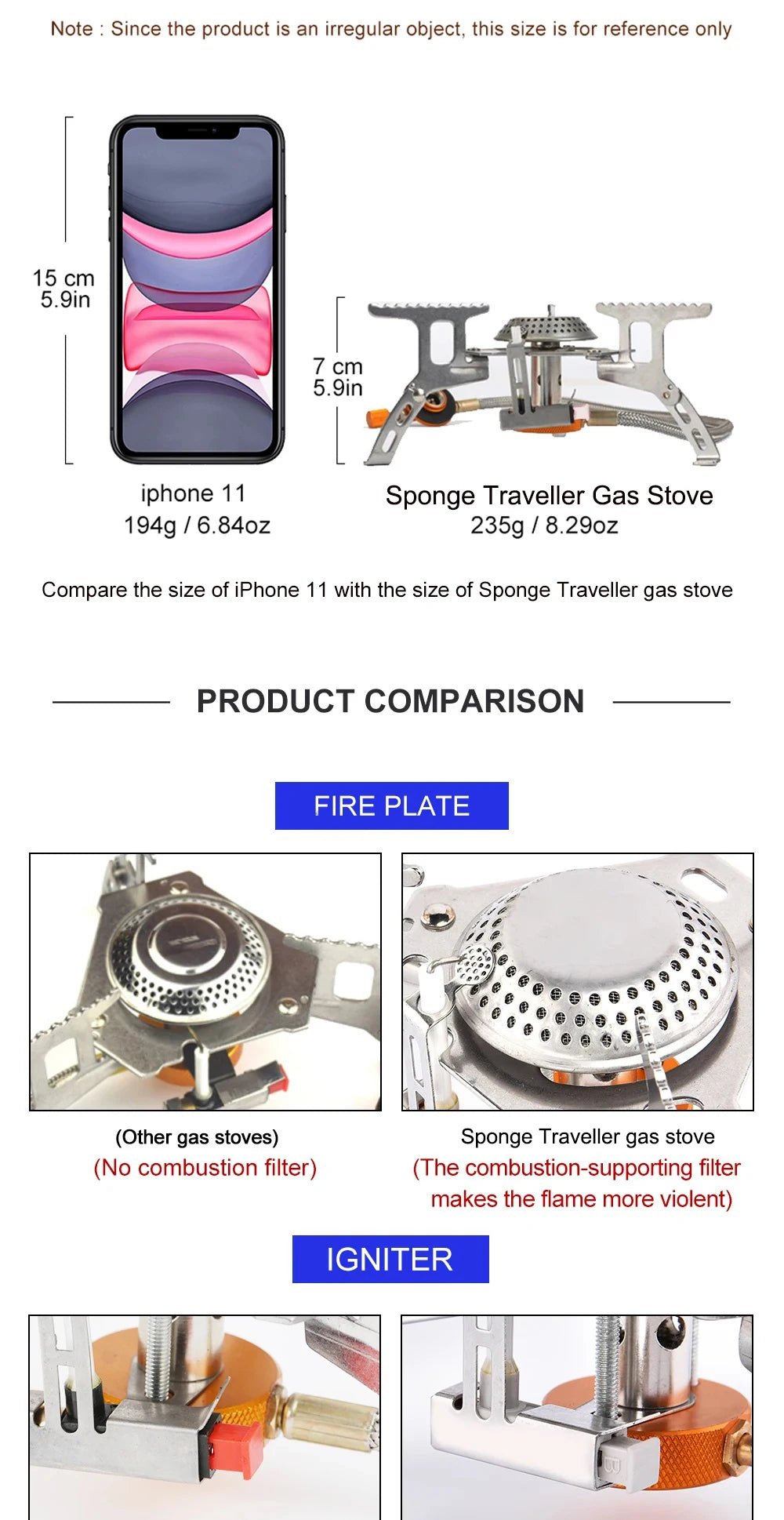 Camping Gas Stove  Backpacking Hiking Picnic 3500W