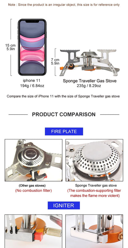 Camping Gas Stove  Backpacking Hiking Picnic 3500W