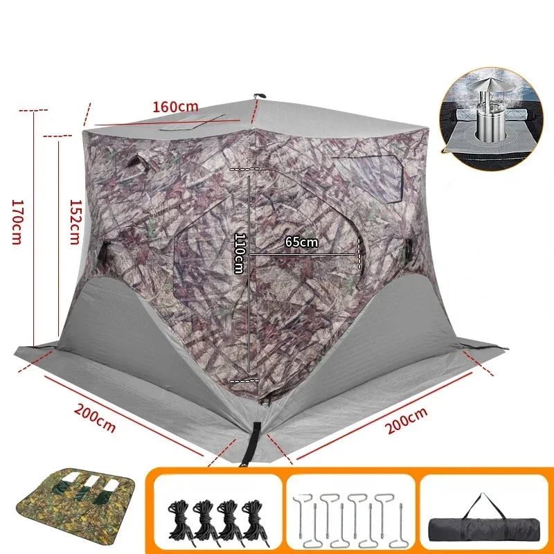 YOUSKY Outdoor Ice Fishing Tent 3-4 Person with Chimney Vent