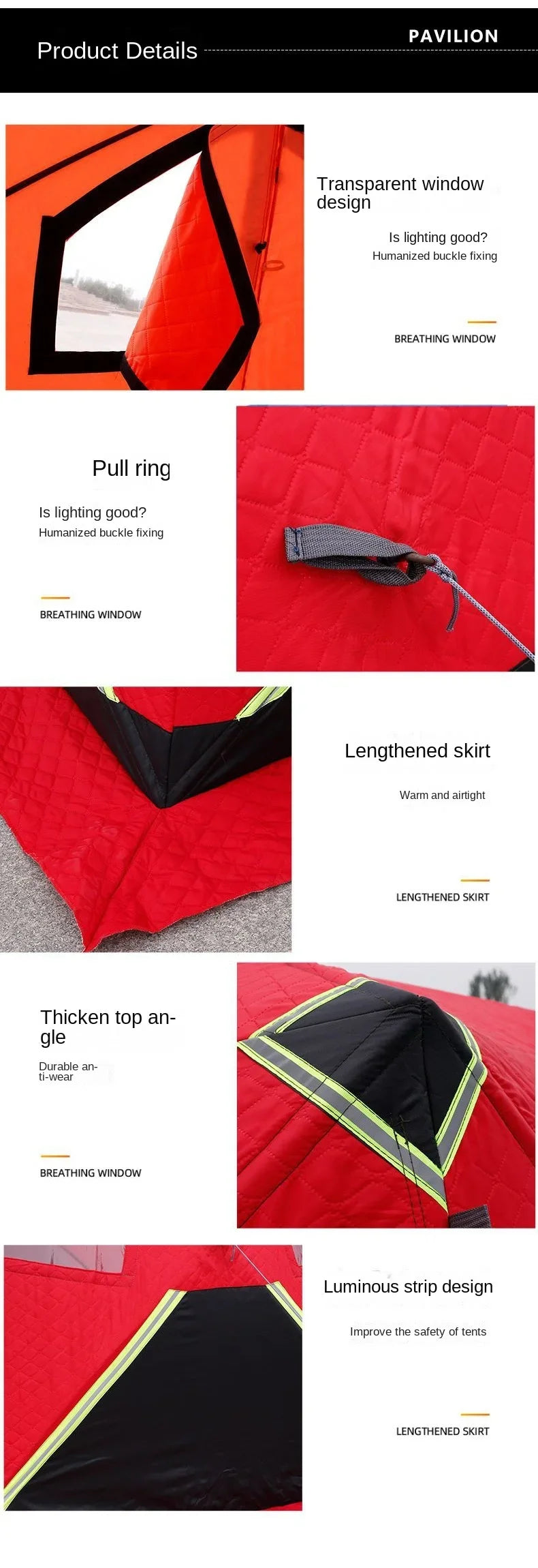 Winter Ice Fishing Tent Triple Thick Cotton  Wind Proof Waterproof
