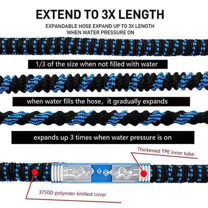 25FT-100FT Expandable Magic Hose High Pressure Car Wash Hose With Spray Gun Set Outdoor Watering Irrigation Tool Garden Hose