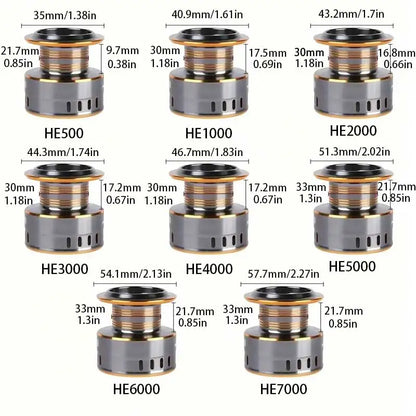 Fishing Reel, He1000-7000 Series, 5.2:1 Gear Ratio, Aluminum Alloy Body
