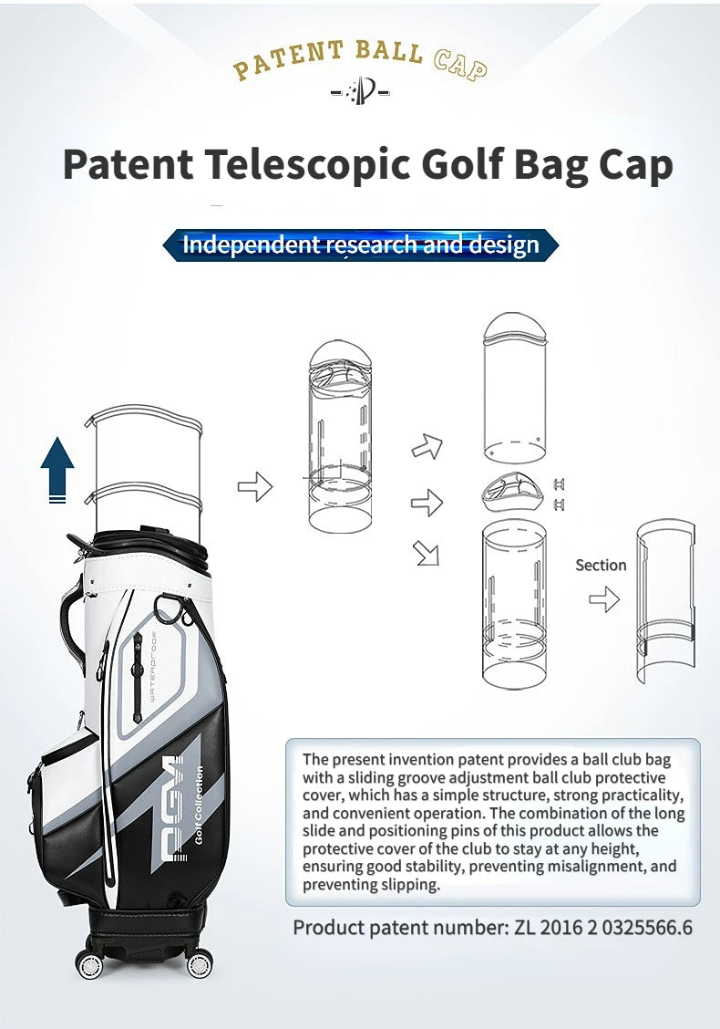 PGM High Capacity Golf Bag Four Wheel Waterproof Microfiber Leather