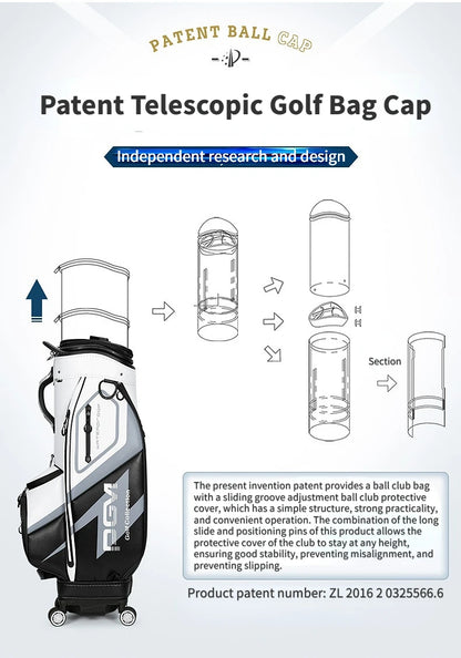 PGM High Capacity Golf Bag Four Wheel Waterproof Microfiber Leather