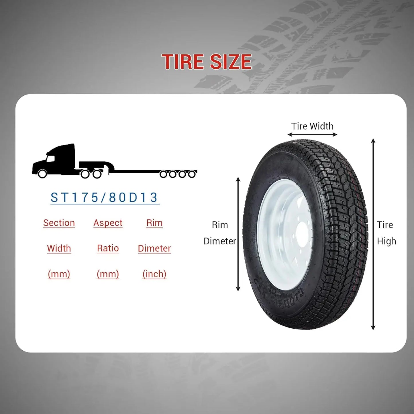 2-Pack Trailer Tires On Rim ST175/80D13 175 80 13 Load Range C 5-Lug White Spoke