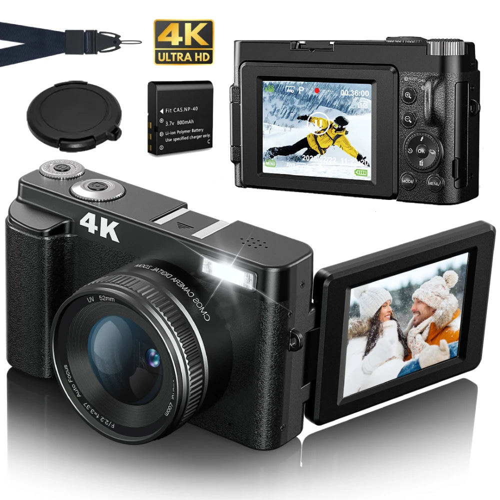 MELCAM 4K Digital Camera 3'' 180° Flip Screen