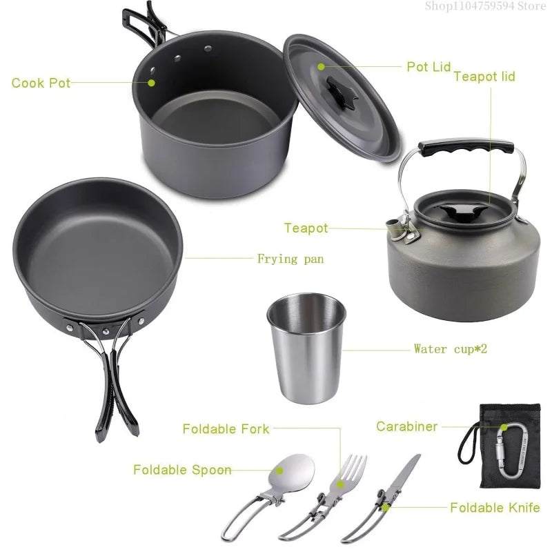 Outdoor cooking equipment - 2-3 person camping pot set