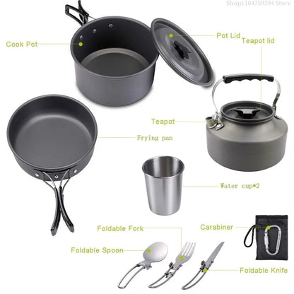 Outdoor cooking equipment - 2-3 person camping pot set