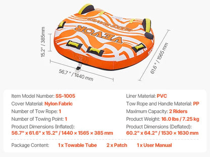 1-2Riders Towable Tube for Boating