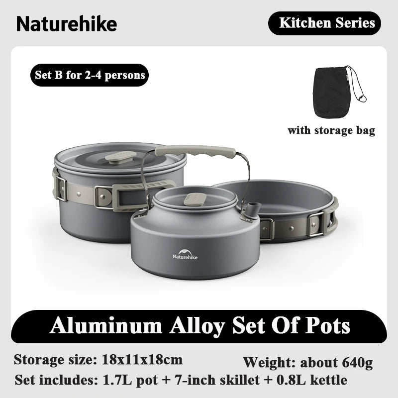 Naturehike Camping Pot Set 4-7 Persons Aluminum Alloy Cookware