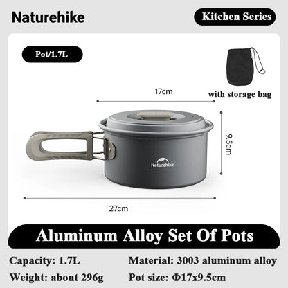 Naturehike Camping Pot Set 4-7 Persons Aluminum Alloy Cookware