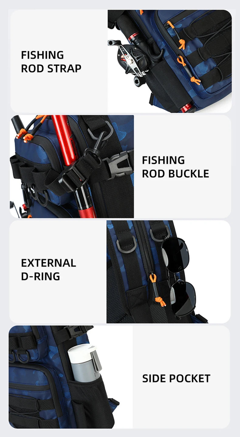 Fishing Lure Backpack with Rod Holder