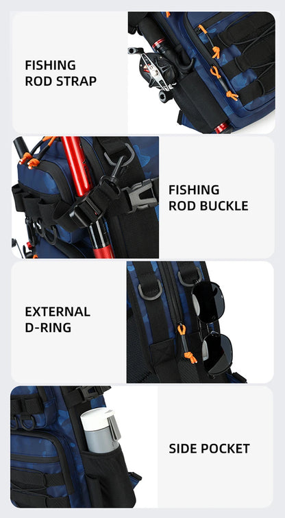 Fishing Lure Backpack with Rod Holder