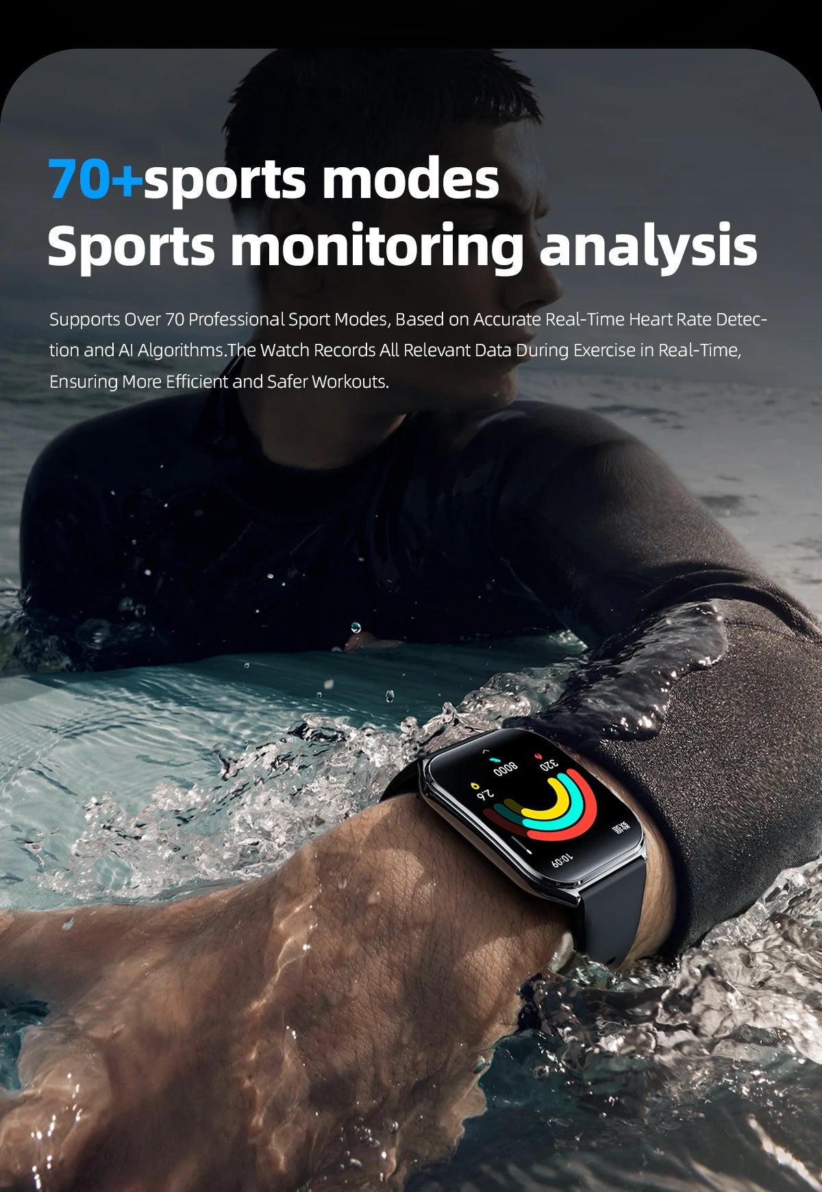 2025 smart watch, IP67 waterproof fitness activity tracker