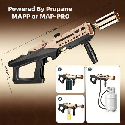 Professional Heavy Duty Propane Flame Gun With Adjustable Flame Control and Piezoelectric Ignition -