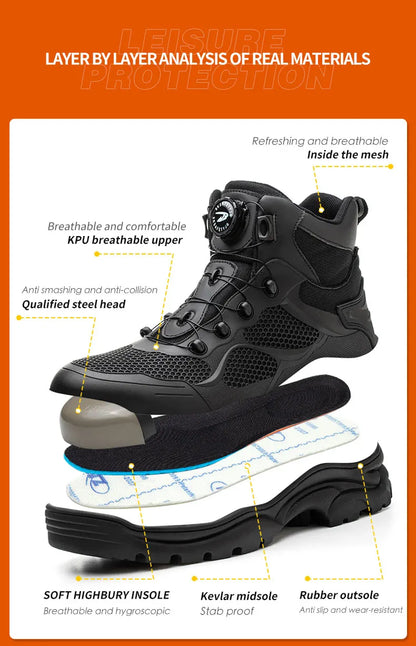 High-Top Work Boots Steel Toe