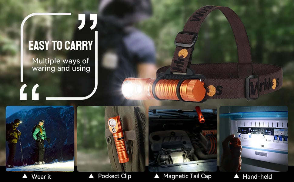 Wurkkos HD20 Headlamp Rechargeable  2000lm Dual LED Camp Light