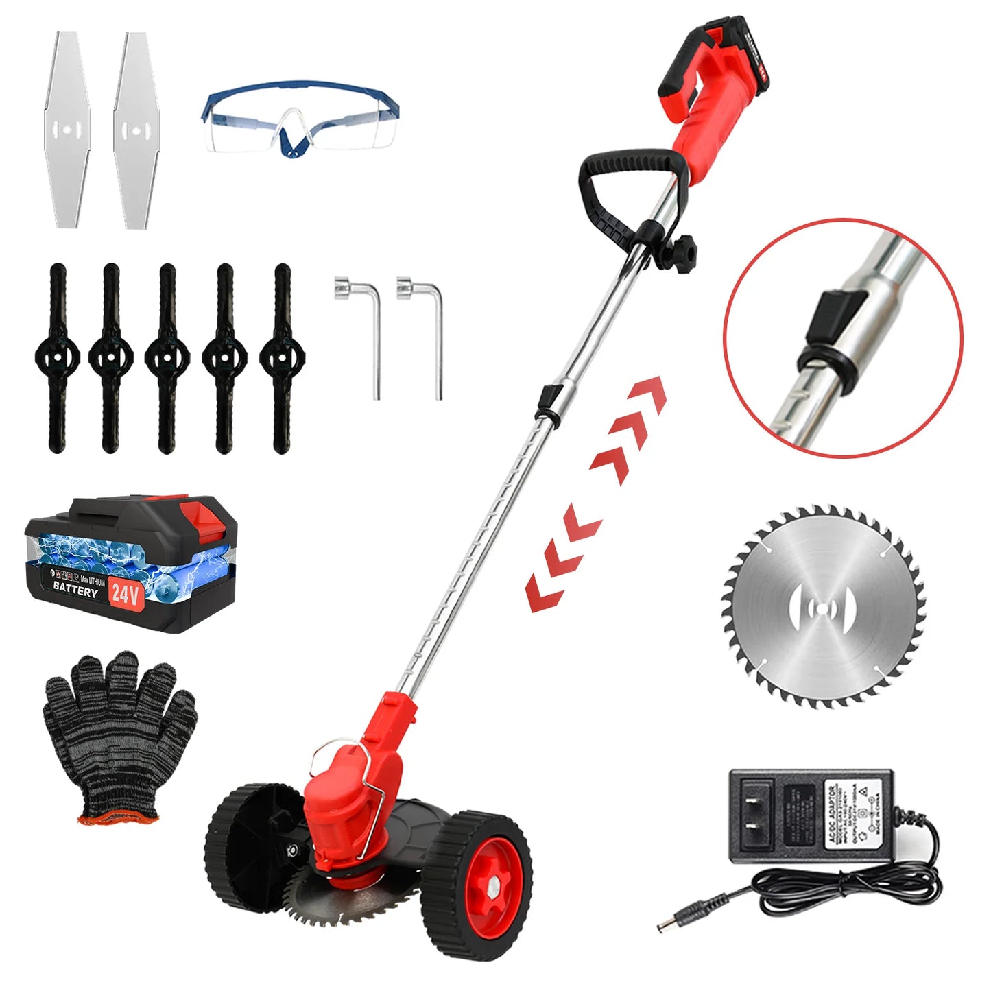 21V Cordless Weed Whacker Grass Trimmer  Edger with Wheels
