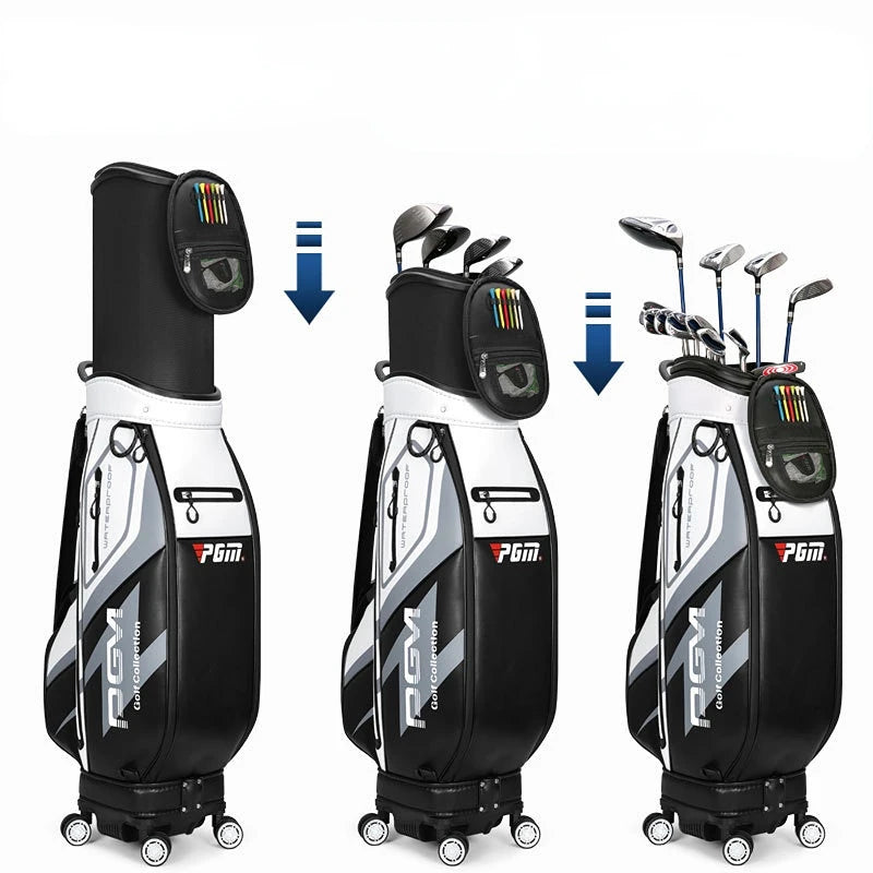 PGM High Capacity Golf Bag Four Wheel Waterproof Microfiber Leather
