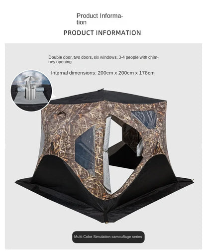 YOUSKY Outdoor Ice Fishing Tent 3-4 Person with Chimney Vent