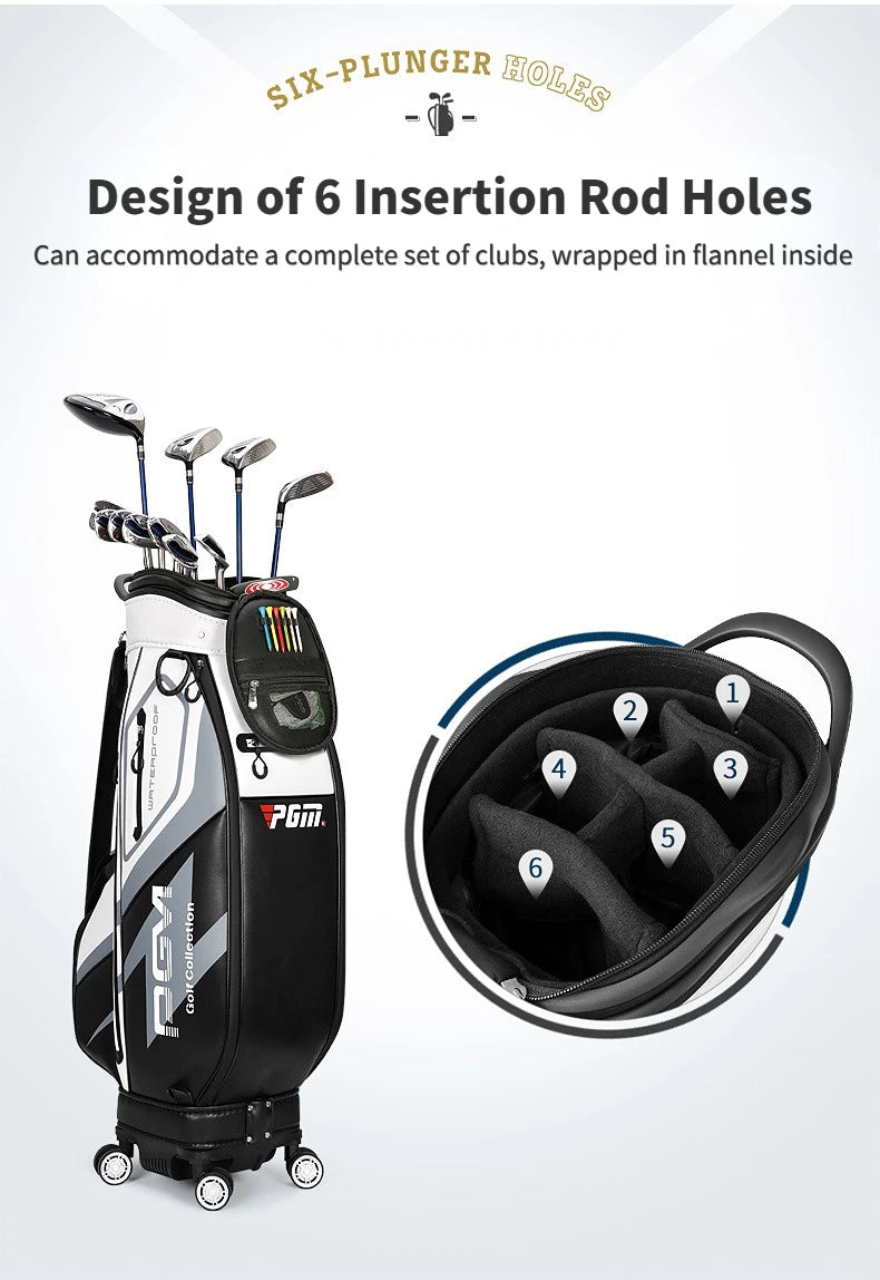 PGM High Capacity Golf Bag Four Wheel Waterproof Microfiber Leather