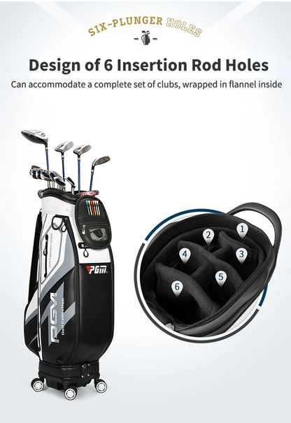 PGM High Capacity Golf Bag Four Wheel Waterproof Microfiber Leather