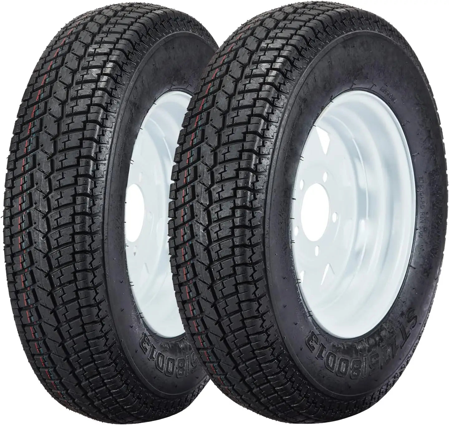 2-Pack Trailer Tires On Rim ST175/80D13 175 80 13 Load Range C 5-Lug White Spoke