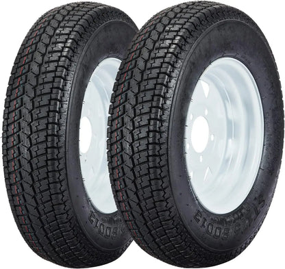 2-Pack Trailer Tires On Rim ST175/80D13 175 80 13 Load Range C 5-Lug White Spoke