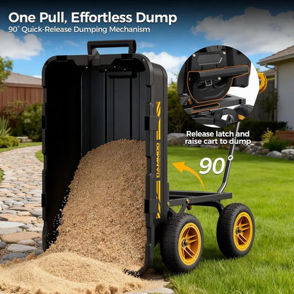 Expandable 10 Heavy-Duty Garden Dump Cart with 900lb Capacity and Quick-Release Dumping