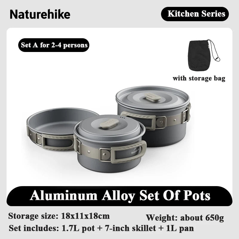 Naturehike Camping Pot Set 4-7 Persons Aluminum Alloy Cookware