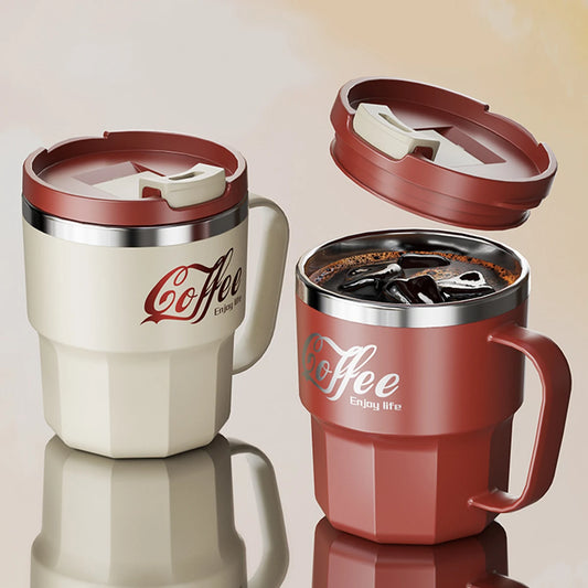 WORTHBUYMug With Lid&Handle 304 Stainless Steel