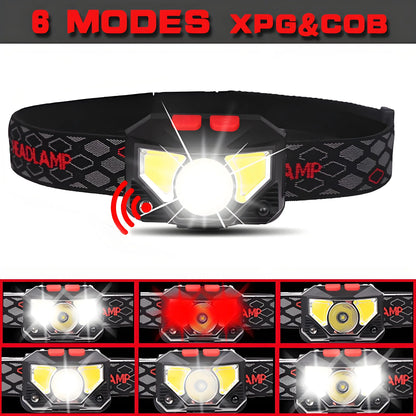 USB Rechargeable LED Headlamp - Waterproof  Light for  Outdoor Activities