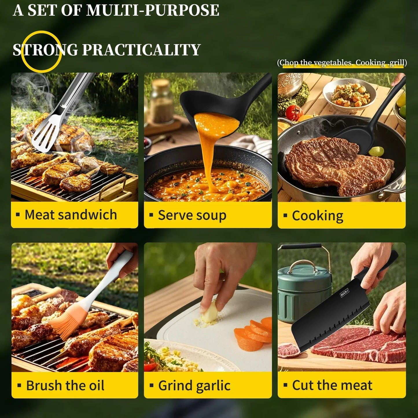Portable outdoor utensils set of 10 pieces titanium