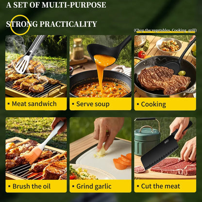 Portable outdoor utensils set of 10 pieces titanium