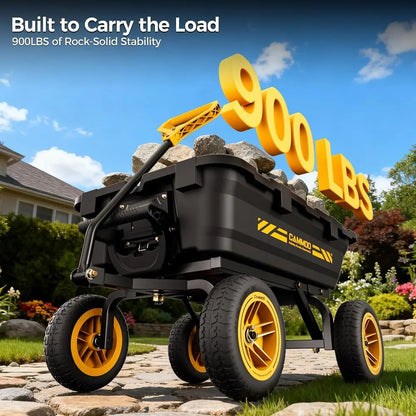 Expandable 10 Heavy-Duty Garden Dump Cart with 900lb Capacity and Quick-Release Dumping