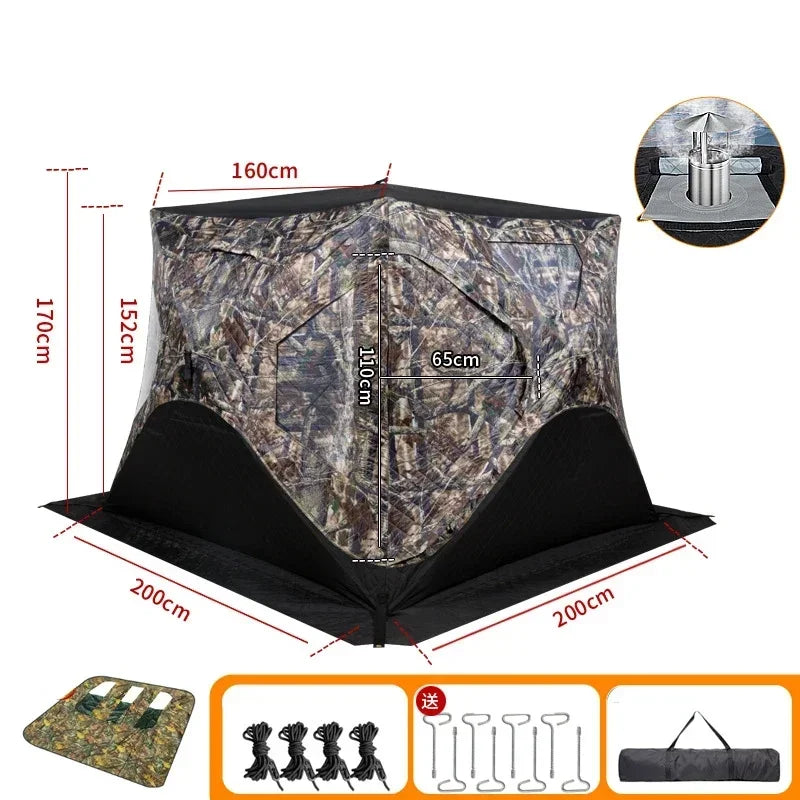 YOUSKY Outdoor Ice Fishing Tent 3-4 Person with Chimney Vent
