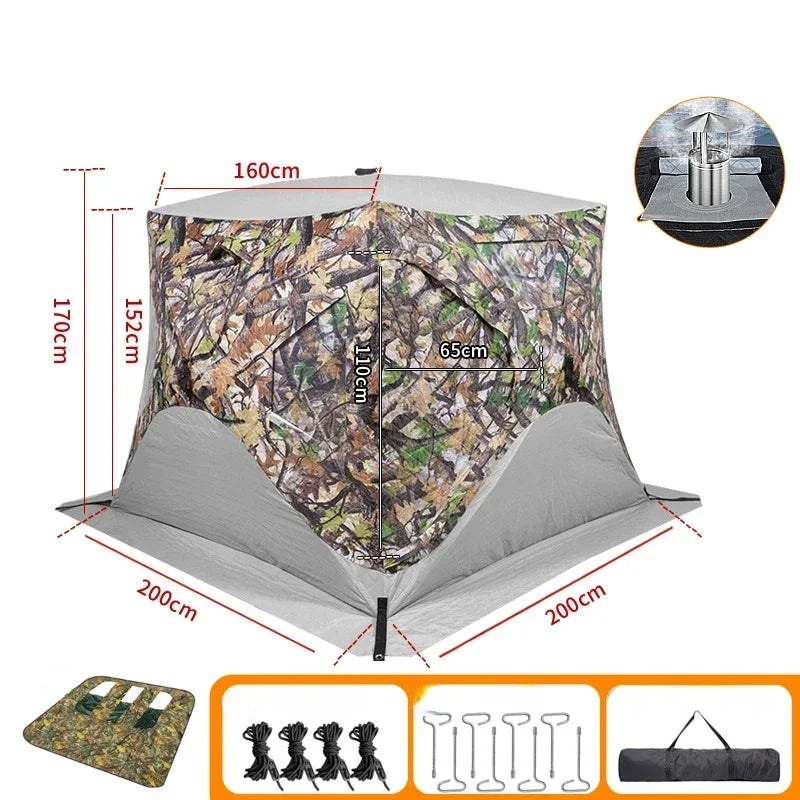 YOUSKY Outdoor Ice Fishing Tent 3-4 Person with Chimney Vent